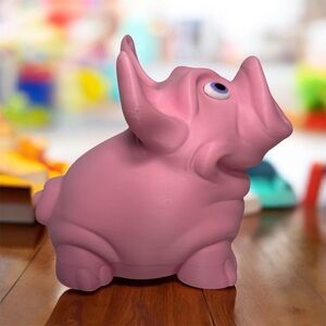 🐷 Unique 3D Printed Pink Piggy Bank w/ Silly Purple Tongue Excellent Condition